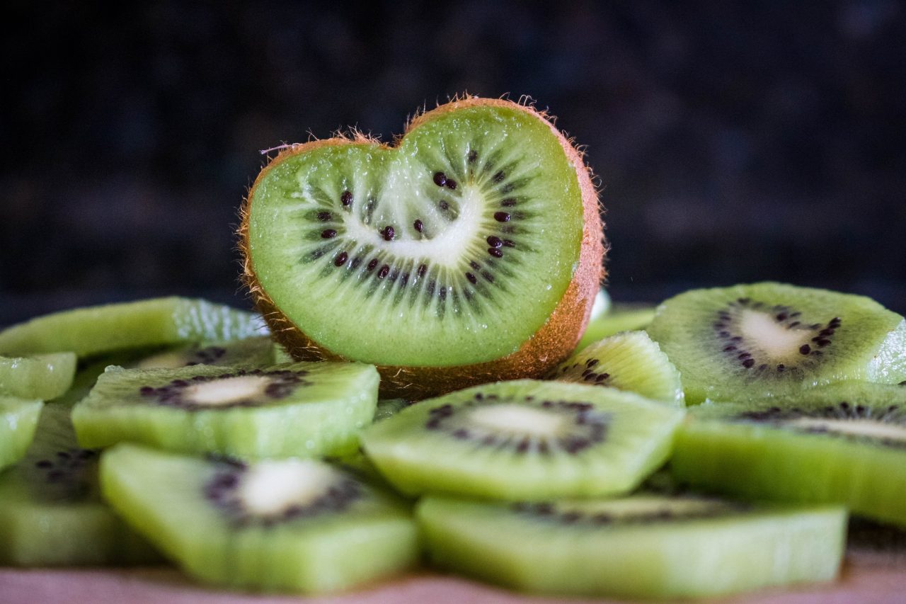 close up heart sliced kiwi