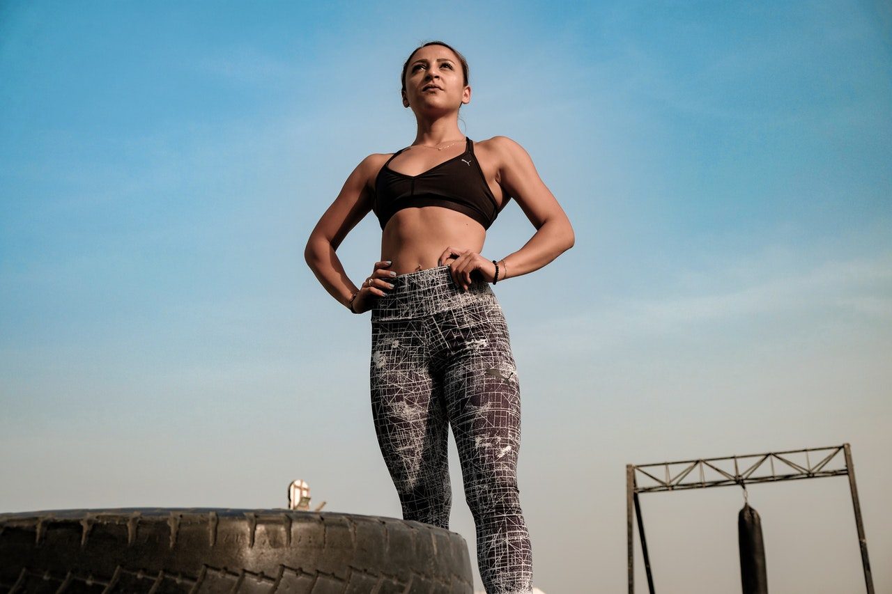 woman workout outside low angle