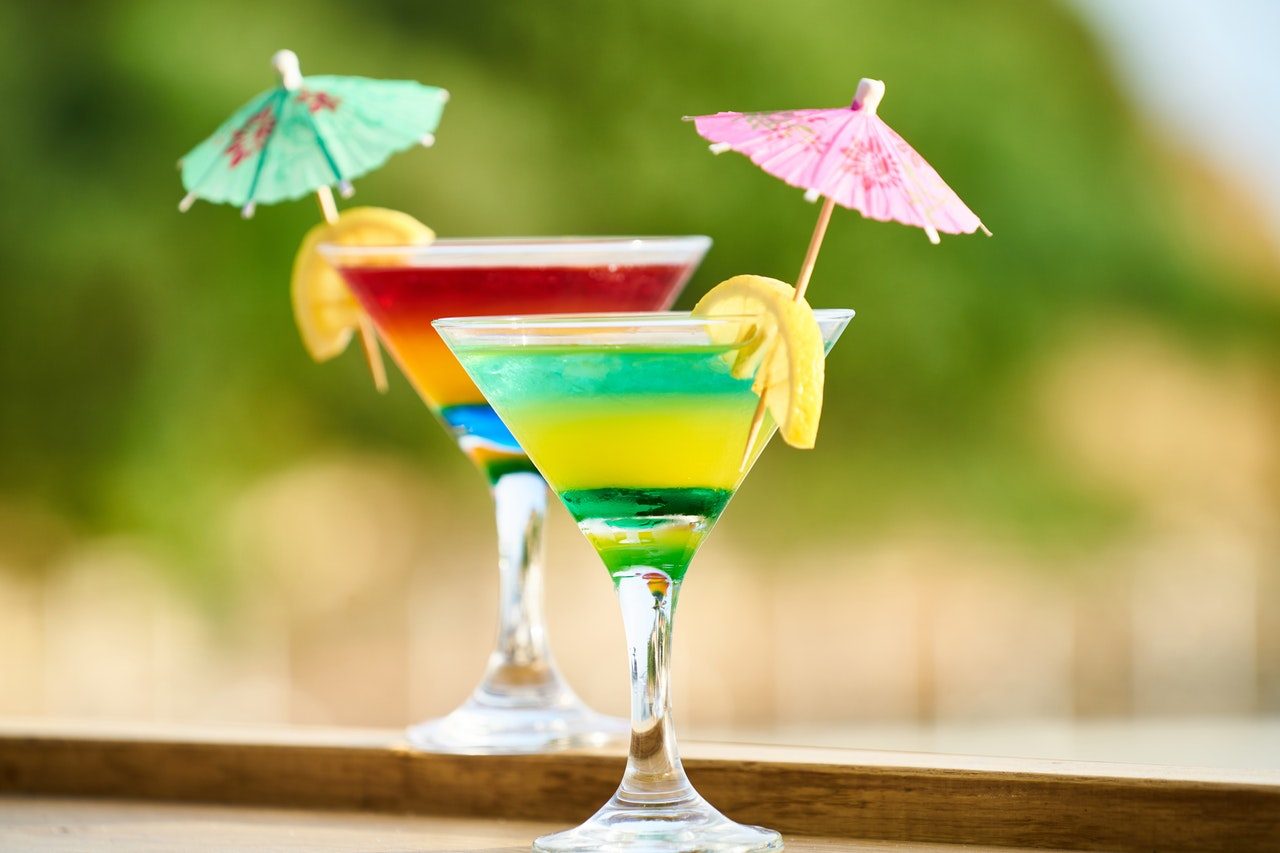 two colorful cocktails