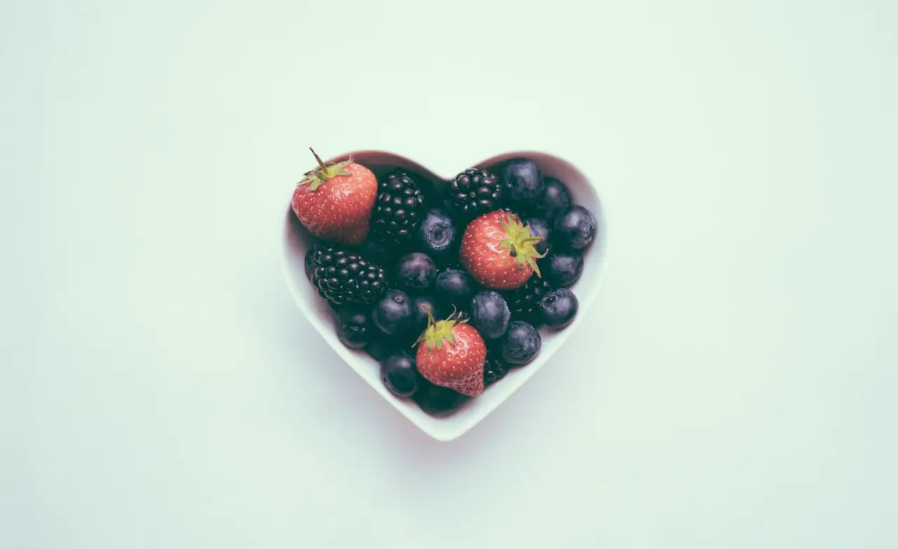 heart bowl of berries