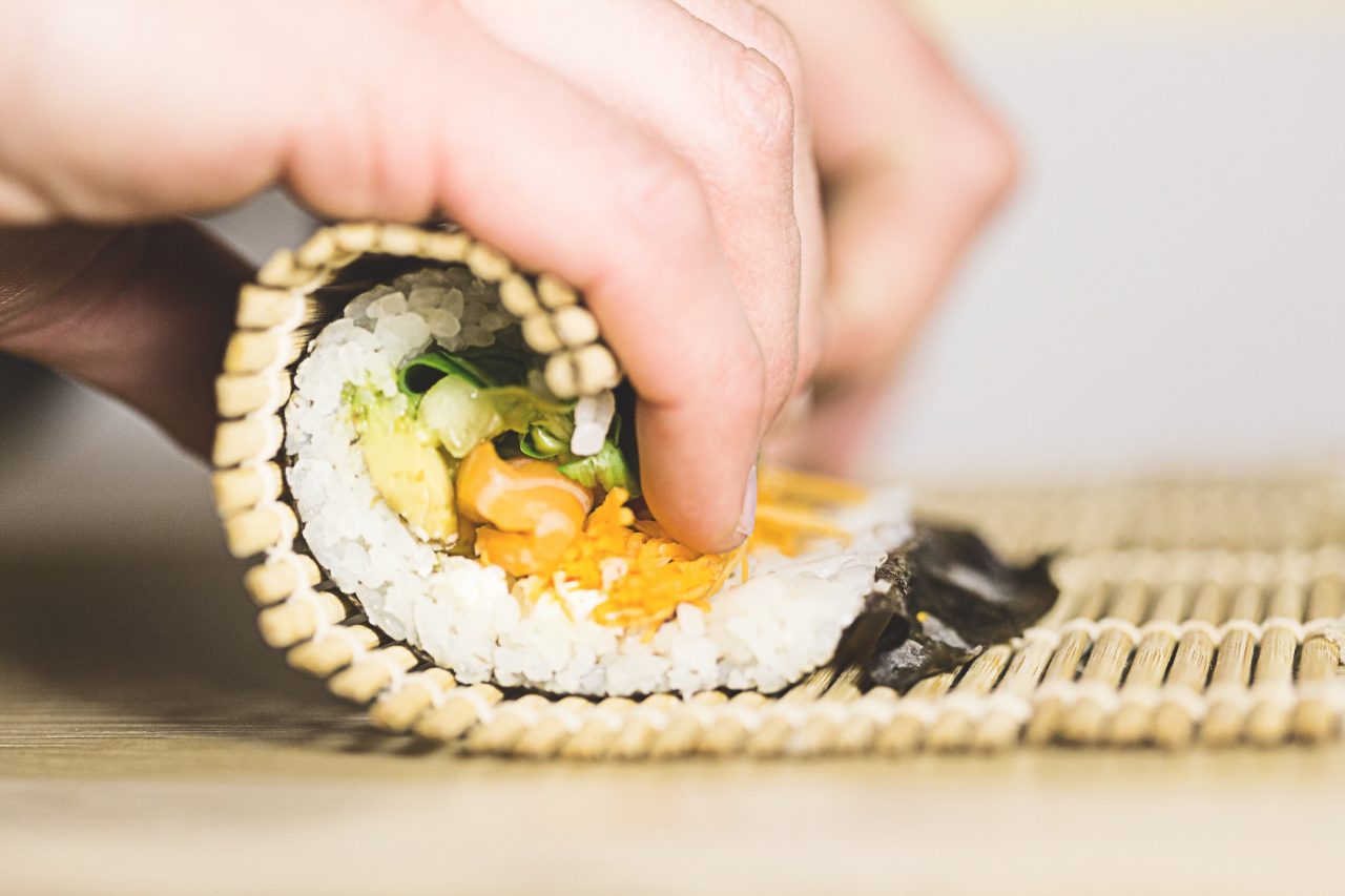 rolling sushi closeup