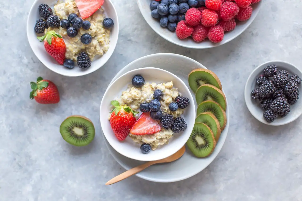 oatmeal with fruits on top