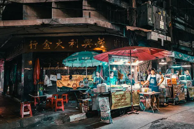 Vendors at the Thai street food area.